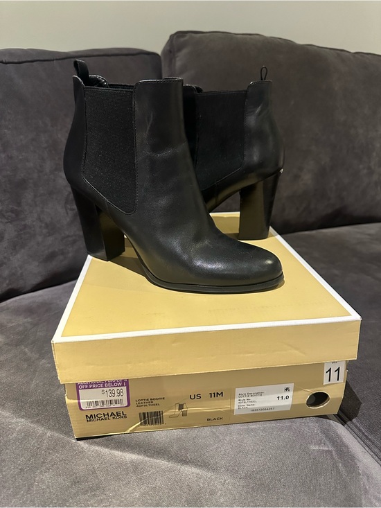 Michael Kors Shoes - Michael Kors Black Leather Chelsea Booties with Block Heel